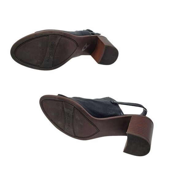 Franco Sarto Womens Humor Black Leather Block Heel Sling Back Sandals Sz 8 - Picture 10 of 11